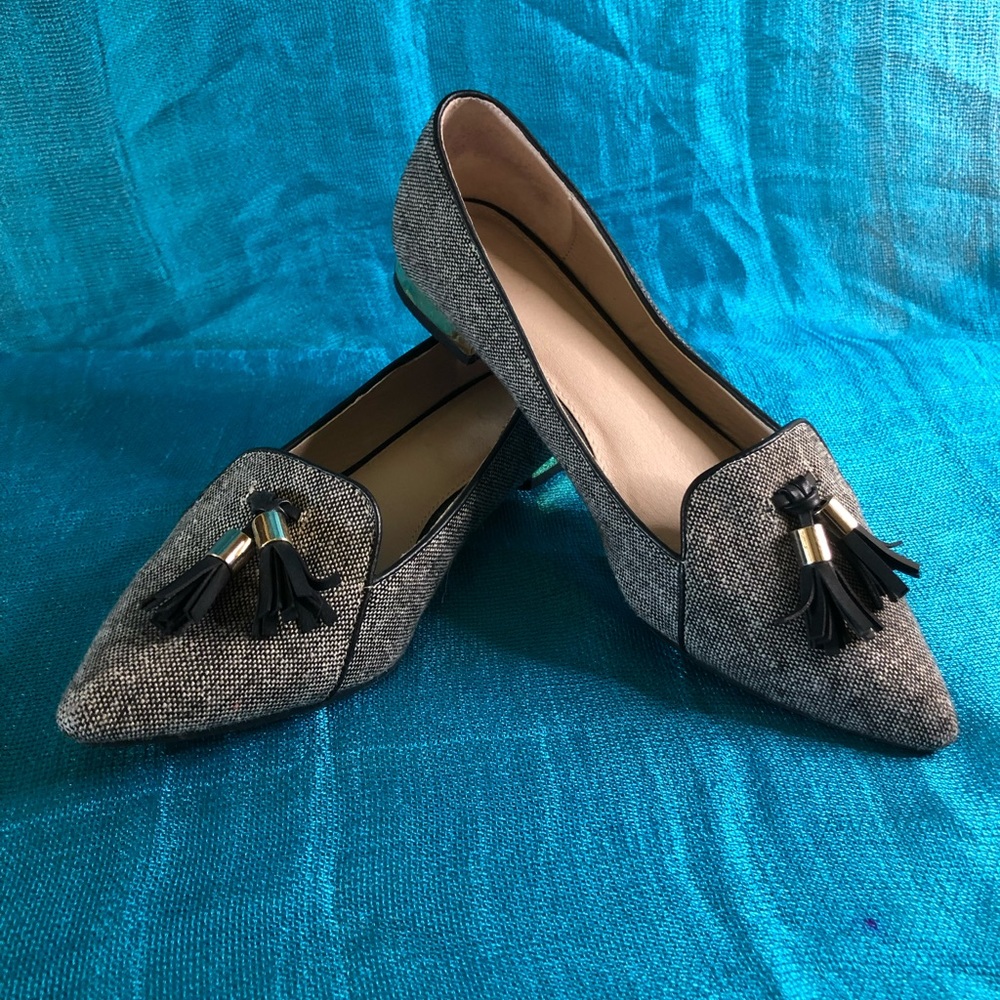 Black & white tweed-like flats
